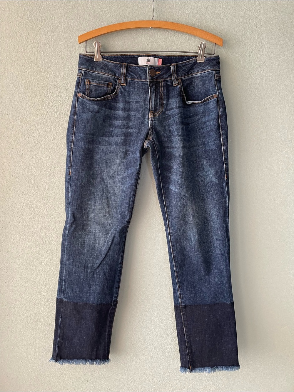 Cabi | Slim Boyfriend Low-Rise Dark-Wash w/ Acid-Washed Stars